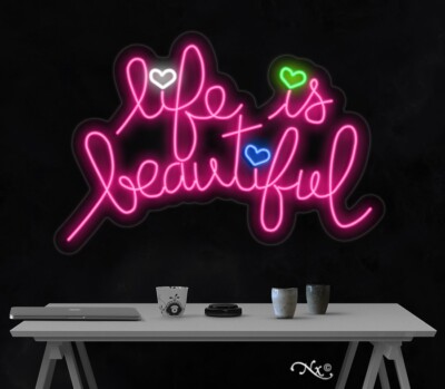 life is beautiful LED Neon Sign 31''L x 21''H #LF006