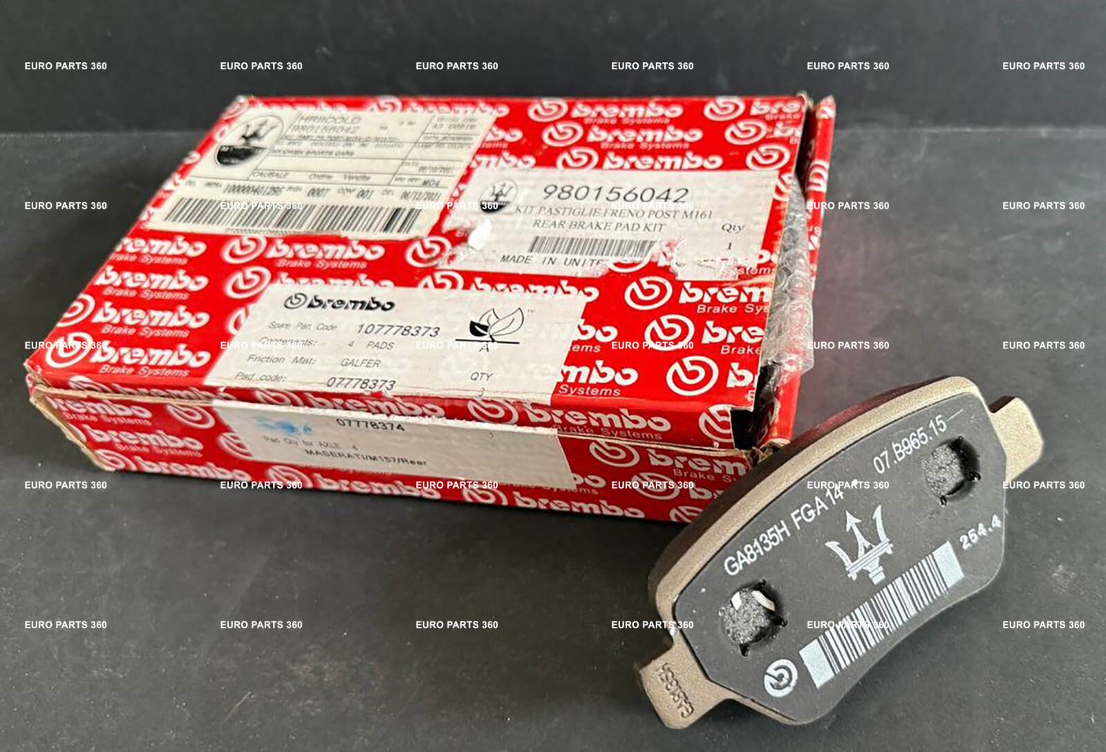 MASERATI GHIBLI QUATTROPORTE REAR BRAKE PADS WITH SENSORS 980156042