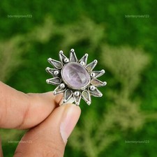 African Amethyst Gemstone 925 Silver Promise Statement Handmade New Flower Ring