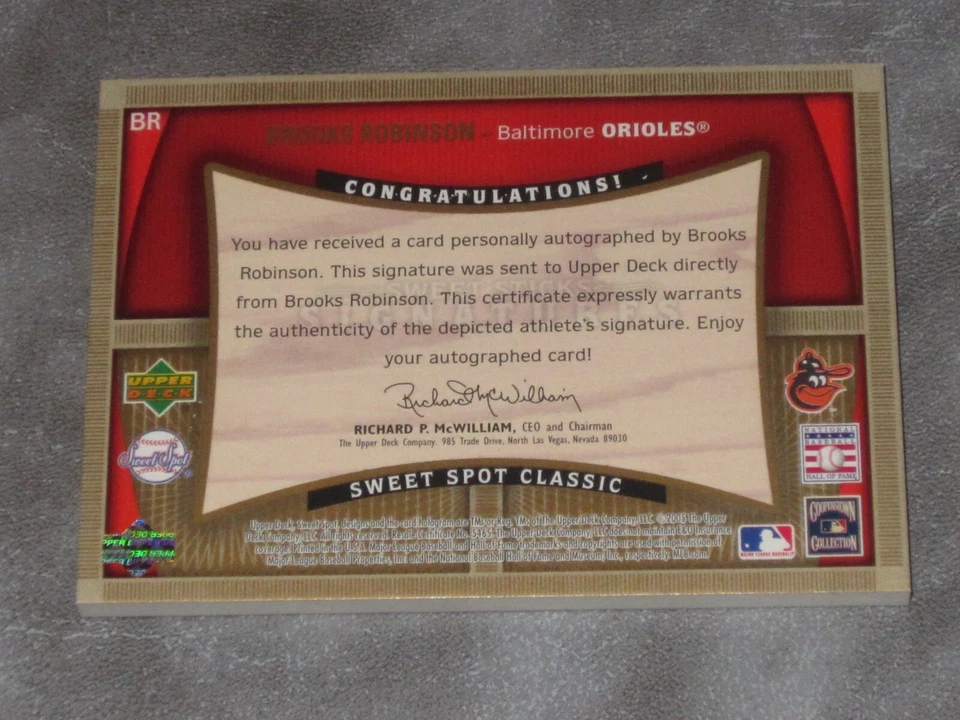 2005 UD Sweet Sticks Signatures Sweet Spot Classic BR Brooks Robinson Auto 30/35 - Image 2 of 2