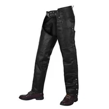 Alpha Cycle Gear Genuine Leather Riding Chaps Black Sz 40 NEW