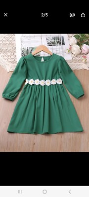 dress for girl 3/4 color green 