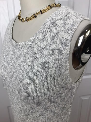 NWT CHICO’S LAUREL LUREX TANK SWEATER WHITE SILVER METALLIC SIZE1 OR S/M - Picture 3 of 12