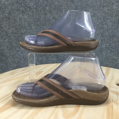 Orthaheel Flip Flops Womens 5 Brown Leather Toe Post Thong Beach Sandals Casual