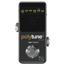 Black Polyphonic Guitar Tuner with Chromatic Strobe Modes and Bonafide Buffer