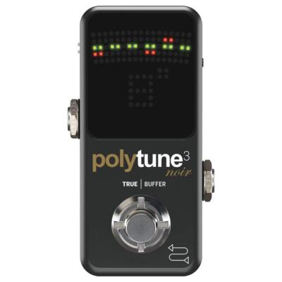 Black Polyphonic Guitar Tuner with Chromatic Strobe Modes and Bonafide Buffer