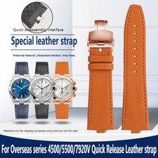 For Vacheron Constantin Overseas 4500V 550V 7900V Cowhide Leather Watchband 7mm