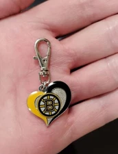 BOSTON BRUINS CHARM ZIPPER PULL PURSE WALLET BACKPACK OR DOG CAT COLLAR JEWELRY