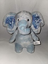 Aurora World Jackson Elephant Blue Plush Baby Lovey 8" Tall Velvet Ears Bean
