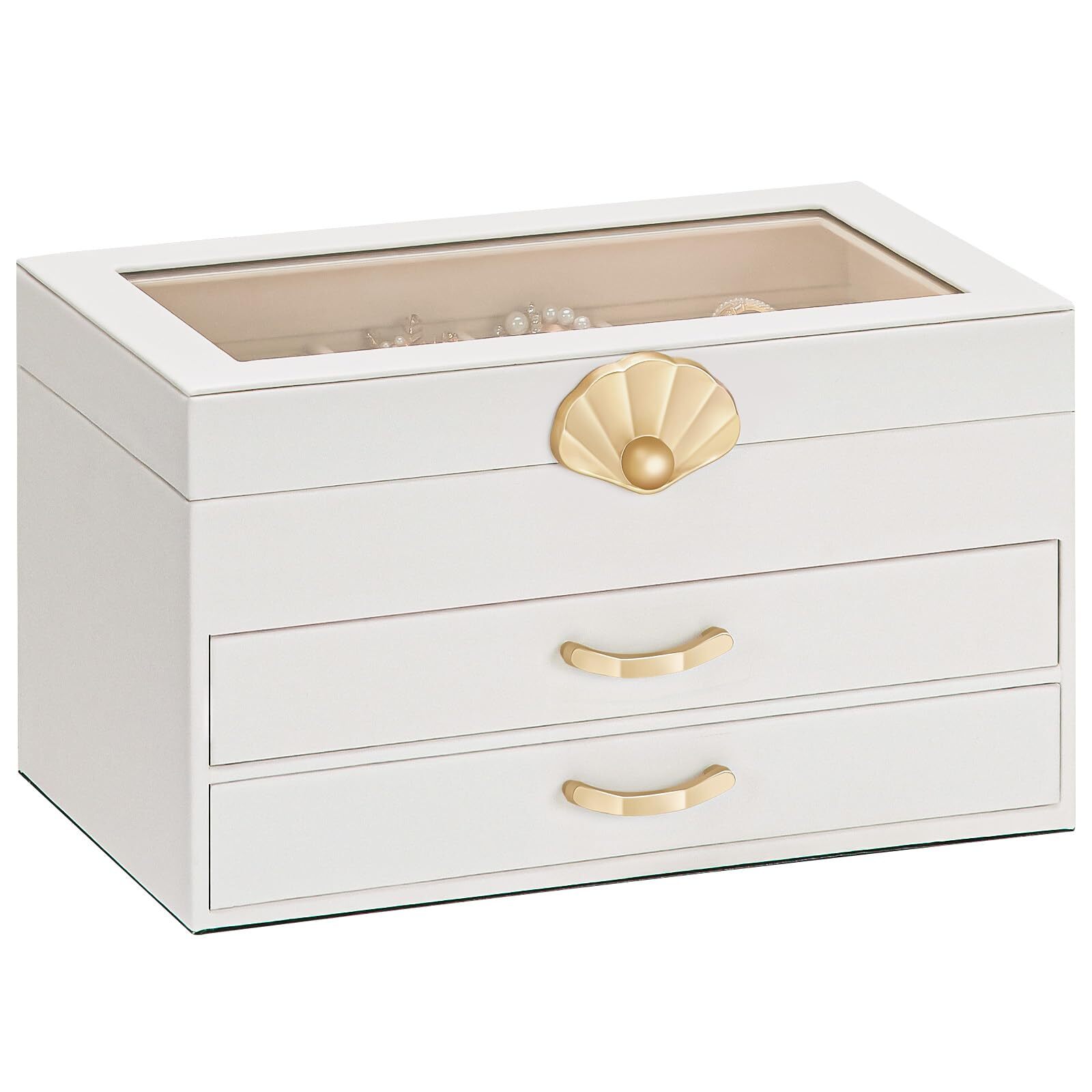 Jewelry Box with 2 Drawers: Display Organizer for Earrings Necklaces - Gift f...-image