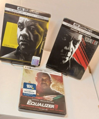 Equalizer Trilogy 4K Steelbooks (4K+Bluray)-NEW (Sealed)-Box Shipping w/Tracking