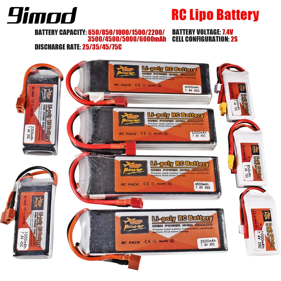RC 2s 7.4V 650-6000mAh Lipo Akku 25-75C XT60/ T/ JST für RC Auto Boot Drohne - Bild 3 von 4