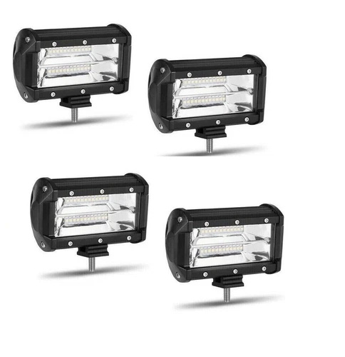 4 Fari 72W Lampada Da Lavoro Faretto Auto Fuoristrada IP67 24 Led Smd 6000k