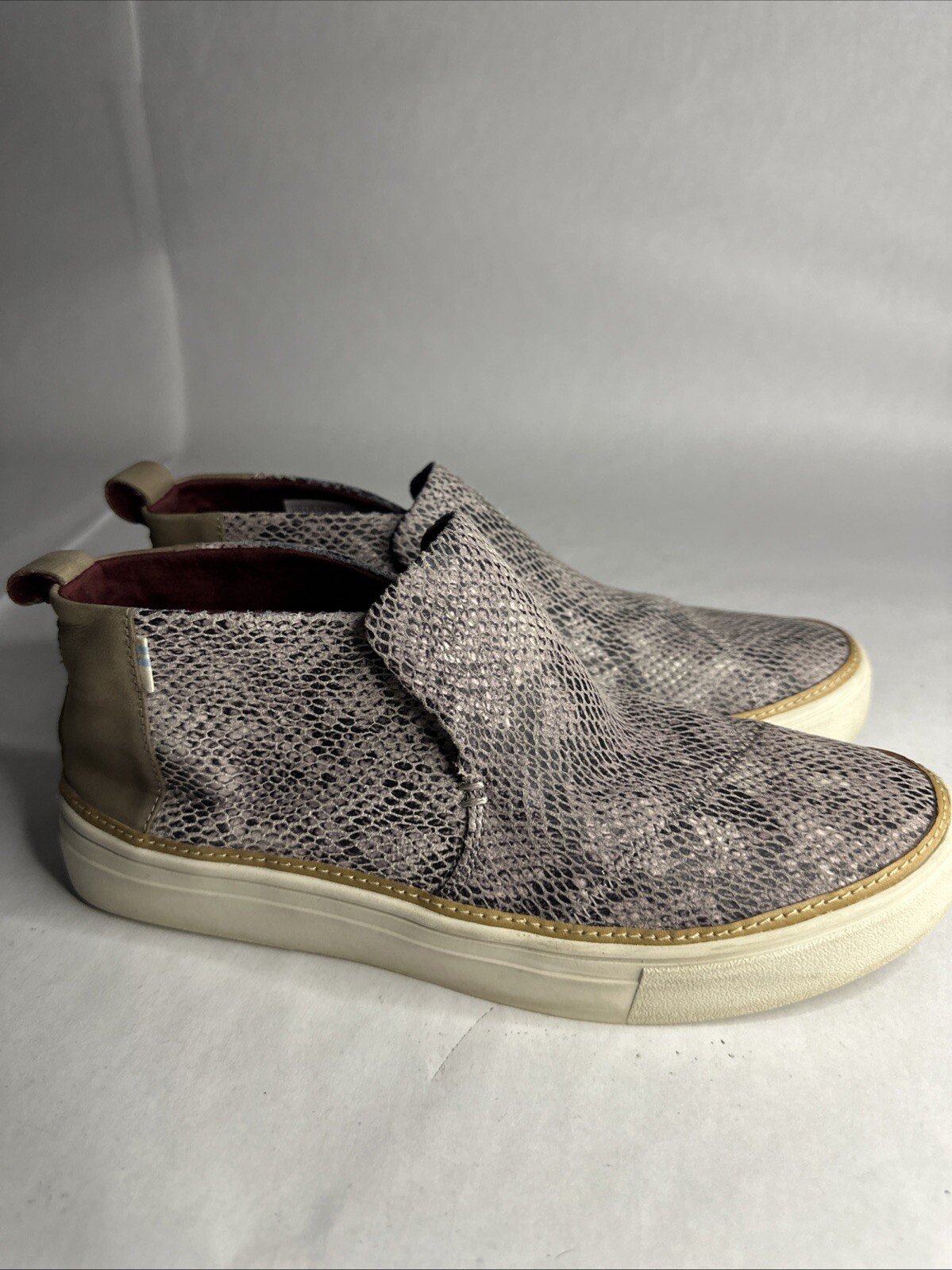 TOMS Paxton Snake Slip On Womens Beige, Grey Sneakers Casual Shoes