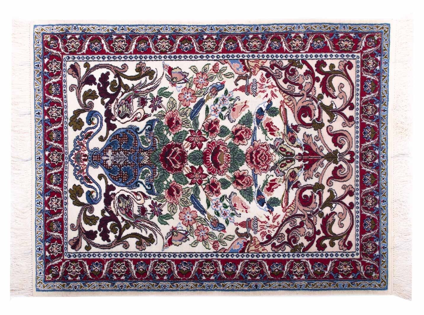Perser Isfahan Teppich Handgeknüpft 70x90 Mehrfarbig Blumenmuster Wolle