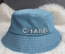 Brand New 22S Chanel Bucket Denim blue Cotton Hat Size L Large Summer