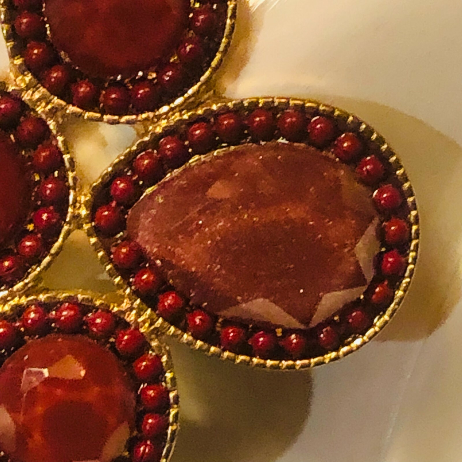 Statement Necklace - Ruby Red Pear, Round & Cushi… - image 5