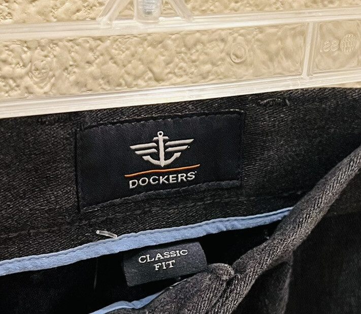 Dockers Men's Classic Fit Charcoal Heather Cotton Pants - 34 x 29