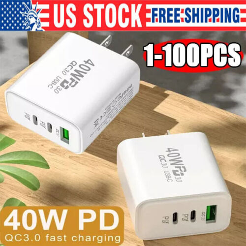 Dual PD 40W Fast Wall Charger Power Adapter For iPhone 15 Pro Max 14 13 12 lot