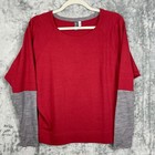 Ibex Top Womens M Medium Red Gray Merino Wool Long Sleeve Shirt Gorpcore Usa