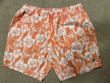 Nautica Men's XXLarge Swim Trunks Shorts New Orange Floral Pattern