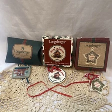 2,Longaberger Merry Christmas Tie-On Tags 2000 2001 Star Basket Ornaments