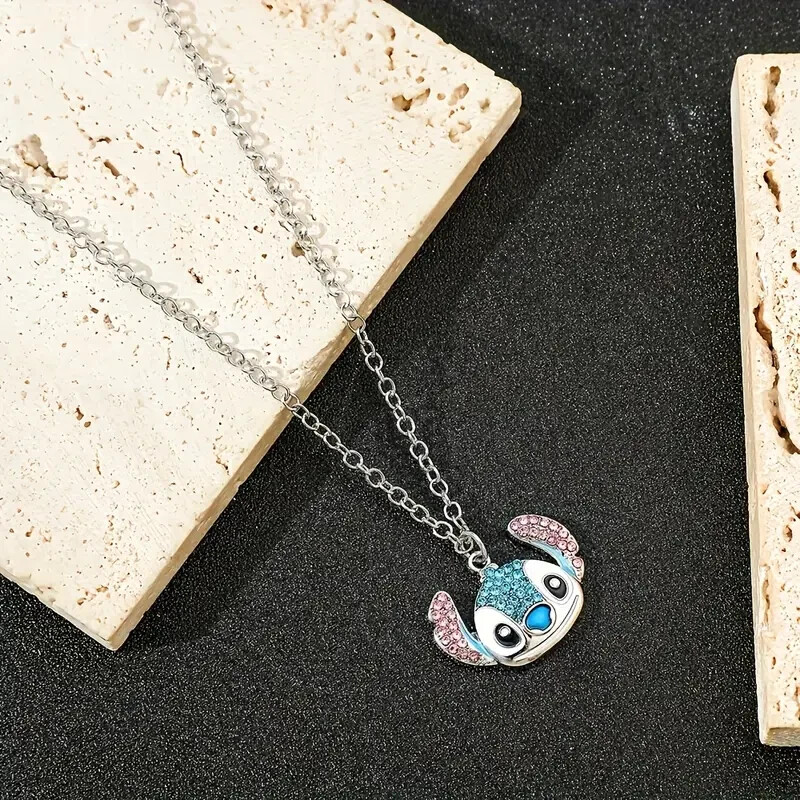 Disney Stitch necklace with rhinestone accents