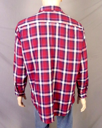 vintage 60s 70s JC Penney Button Down Flannel Shirt Flap Pocket sz XL 17-17.5 - Picture 2 of 3