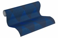 Tapete Vlies New Walls Rautenformen Blau Schwarz Glitzer 37419-1 (3,37€/1Qm)