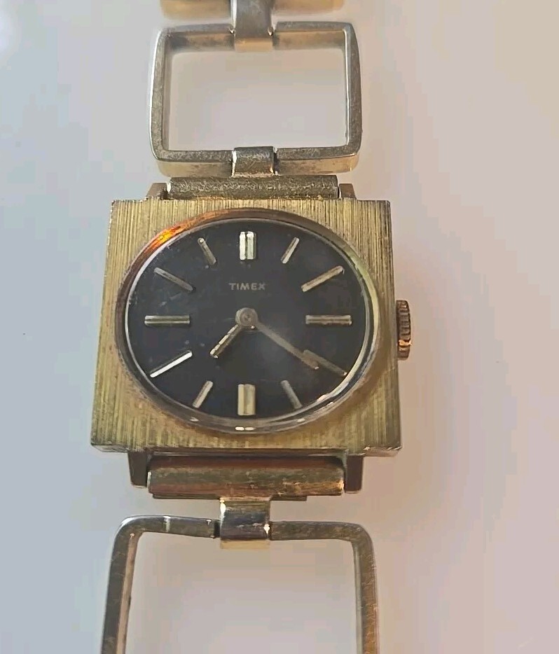 Ladies Wind Up Timex Watch Rectangular Open Link … - image 2