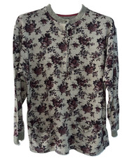Nantucket Vintage Green Floral Light Jumper Buttoned Ladies Lambswool