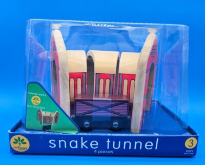 Little Tree Train Snake Tunnel, Natural Wood, New Vintage
