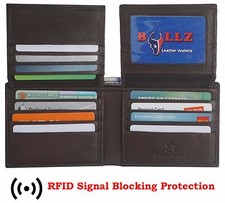 RFID Leather Men's Bifold Wallet Slim Hipster Thick Cow Credit Card New Brown