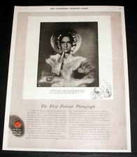 1919 OLD MAGAZINE PRINT AD, EASTMAN KODAK, THE FIRST PORTRAIT PHOTOGRAPH, 1827 
