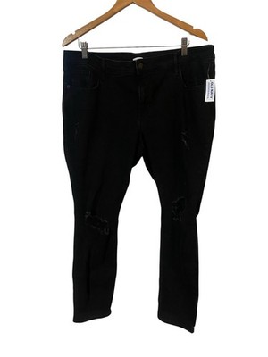 Old Navy Pop Icon Skinny Mid Rise Size 16 Black Denim Distressed Jeans NWT