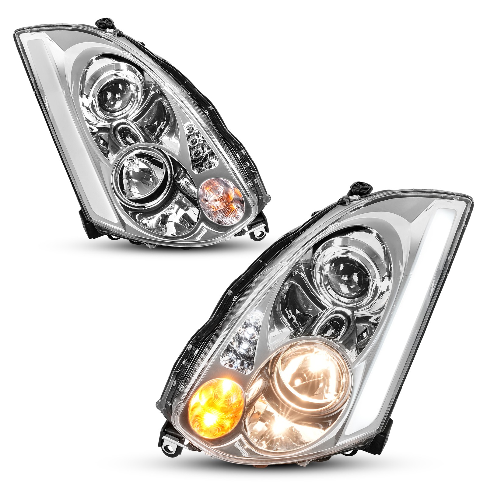 For Infiniti G35 Coupe 2Dr 2003-2007 Projector Chrome LED Headlights LH&RH Side