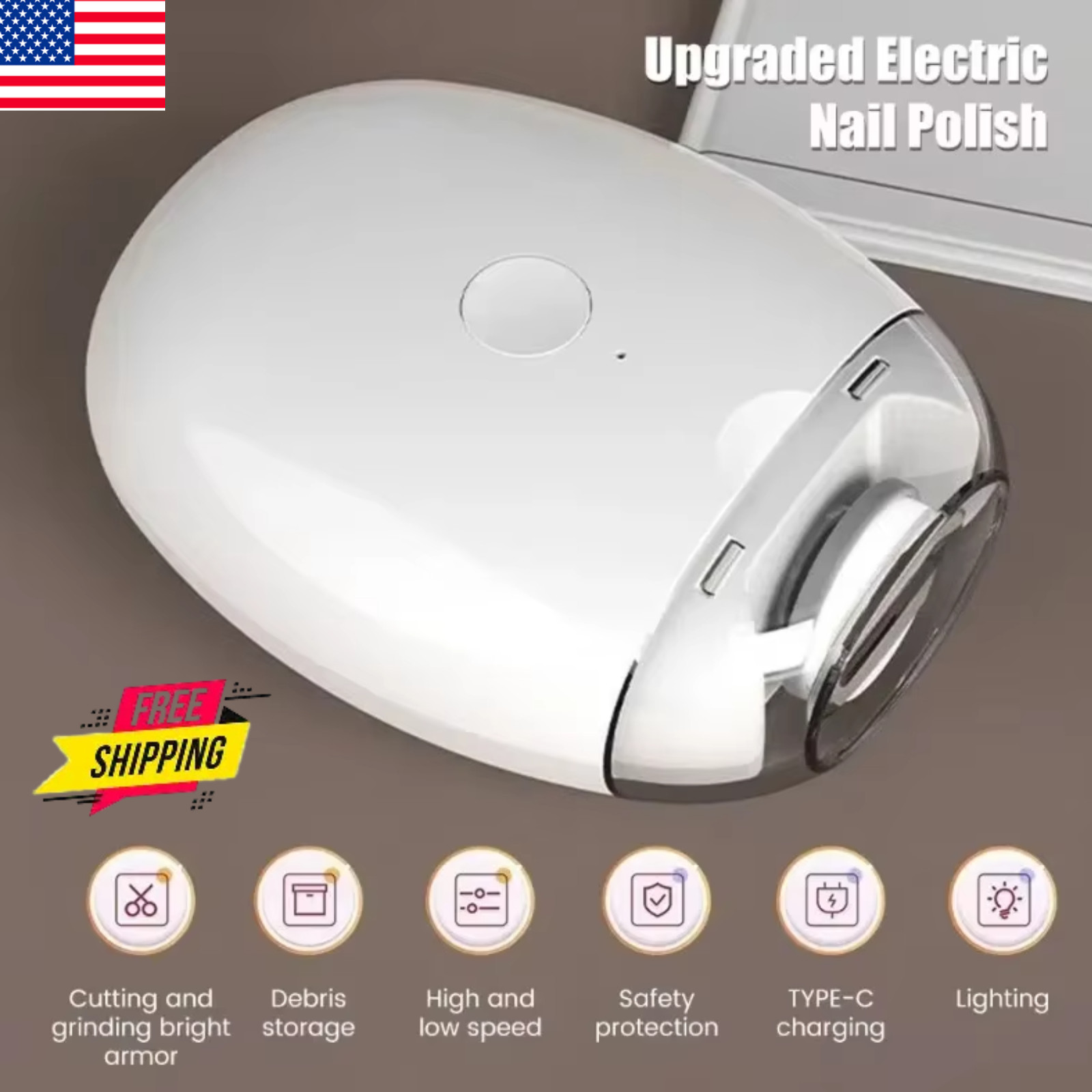 2-in-1 Electric Nail Clipper & Grinder with LED Light – Automatic Nail Trimmer