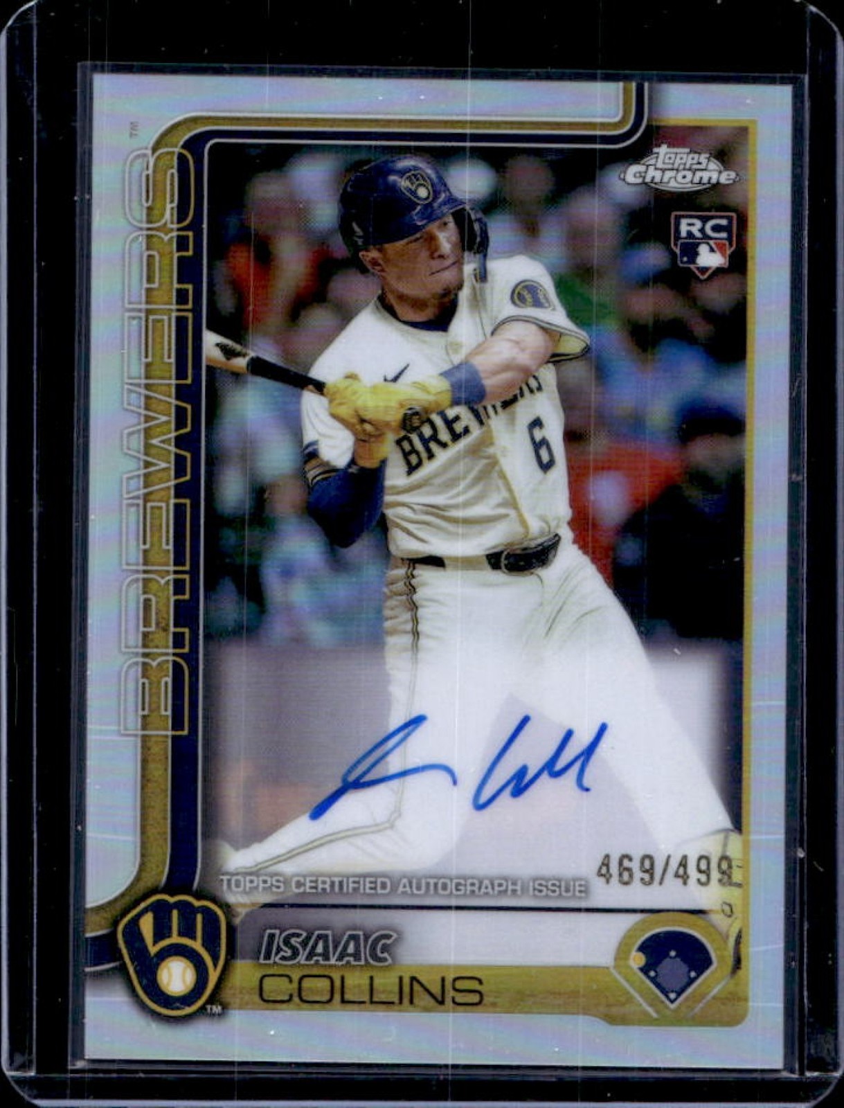 2025 Topps Chrome Isaac Collins Auto Autograph RC Refractor #/499 Brewers Rookie