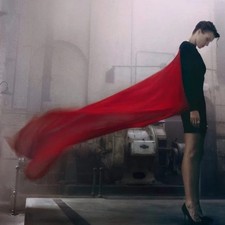 Rare Gareth Pugh Virgin Voyages Blk Dress Red Chiffon Overlay Long Sleeve Size 6