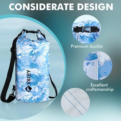 VILLEY 20L Waterproof Dry Bag Roll Top Gear Bag Kayak Fishing Camp Boating Beach