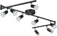 LED 8 Light Track Lighting Kit, 54.13'' Black 8 Way Ceiling Spot Lighting, Flexi
