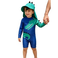 Toddler Boys Swimwear Back Zipper Swimsuit Cartoon Print Bathing Suit Fabric