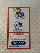 1993 Kansas Colorado College Basketball Ticket Roy Williams Greg Ostertag