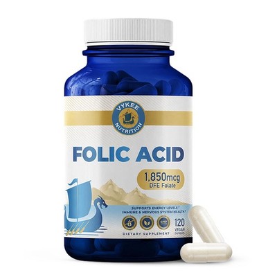 Vykee Nutrition Folic Acid Capsules - Supports Body 120 Count (Pack of 1)