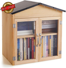 2-Tier Outdoor Little Library Book Exchange Box - Durable Weatherproof
