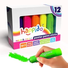 Happido Set of 12 Twistable Tempera Paint Sticks For Kids, Quick Drying, No M...