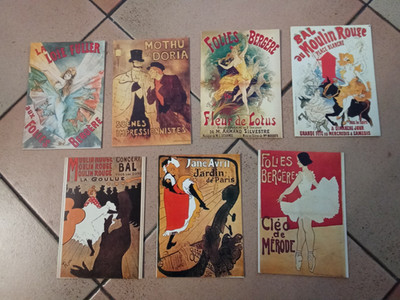 LOT OF 7 POSTCARDS Ed. NUGERON. OLD POSTER REPR.FOLIES BERGERE/MILL..