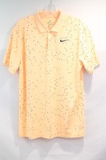 Nike Polo Golf Shirt Dri-Fit Mens size S Orange Collar Short Sleeve Blue Logo