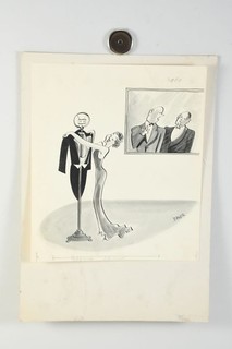 C61Z19 Max Bauer (1886 1951) Lavierte Tuschezeichnung Herrenmode signiert