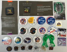LOT 27 Vintage NASA Buttons Pins Ribbons Space Shuttle Missions STS 114 Apollo